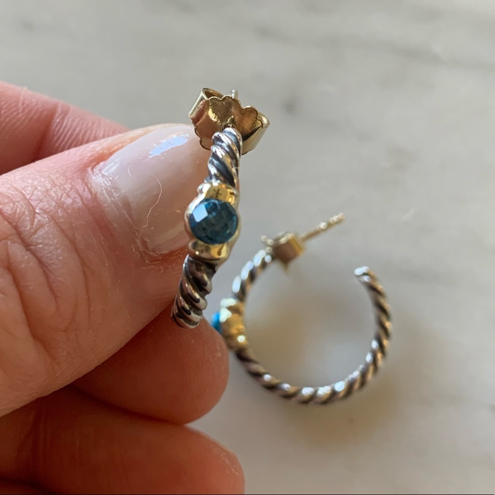 David Yurman Silver and Blue Earrings